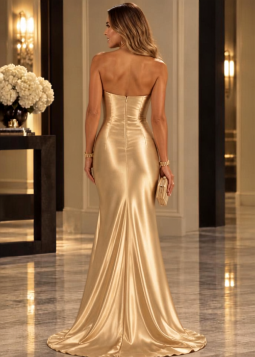 Strapless Sweetheart Mermaid Gown with Sweep Train