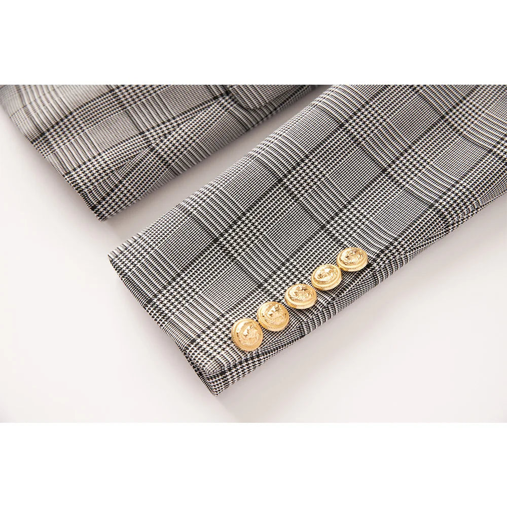 Luxury Black/White Striped Business Blazer