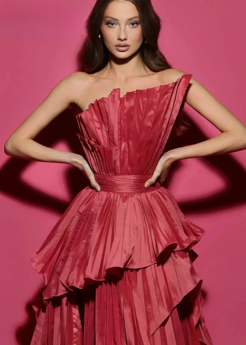 Woman wearing the Old Money Collection Couture Speechless Maxi