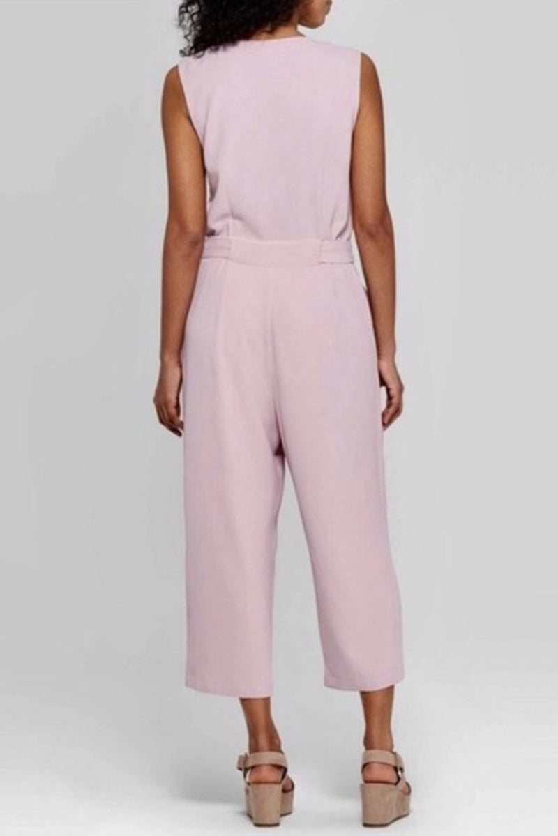 Cropped Jumpsuit with Sash