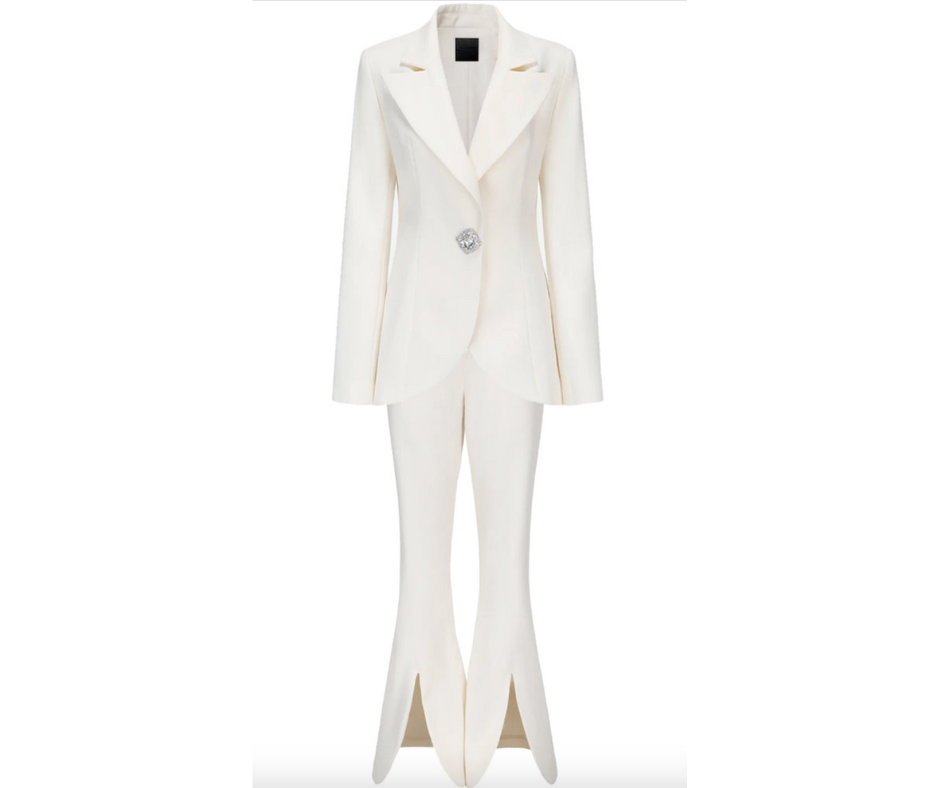 Diamond Buckle Heart-Shaped Buttons Pant Suit