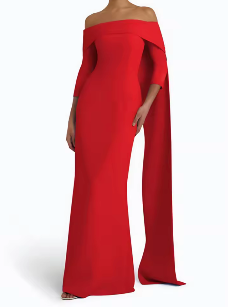 European Off The Shoulder Train Dress-And She Is Couture®