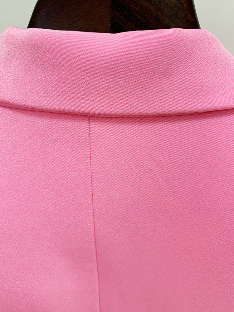 Pink Mid Length Skinny Pants One Button Two Piece Suit