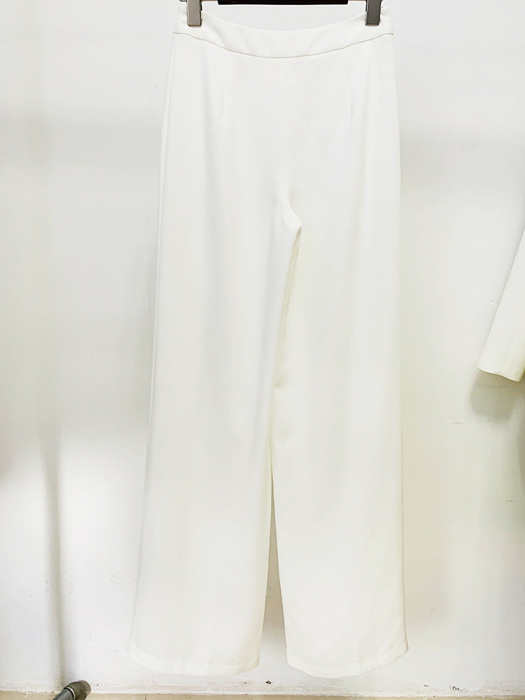 Socialite Lace Up Pleated Zipper Trousers w/ Blazer Two Piece Suit