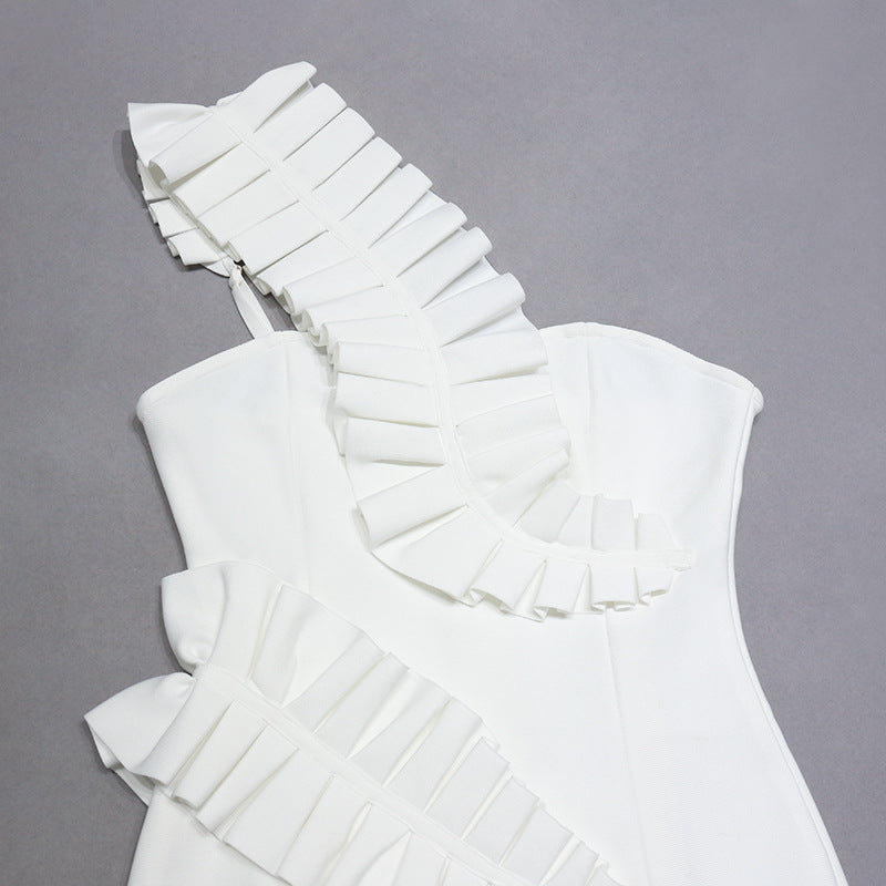 Three Dimensional Ruffled Bandage Midi Dress