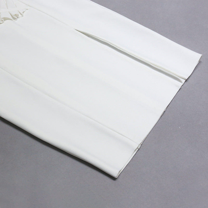 Three Dimensional Ruffled Bandage Midi Dress