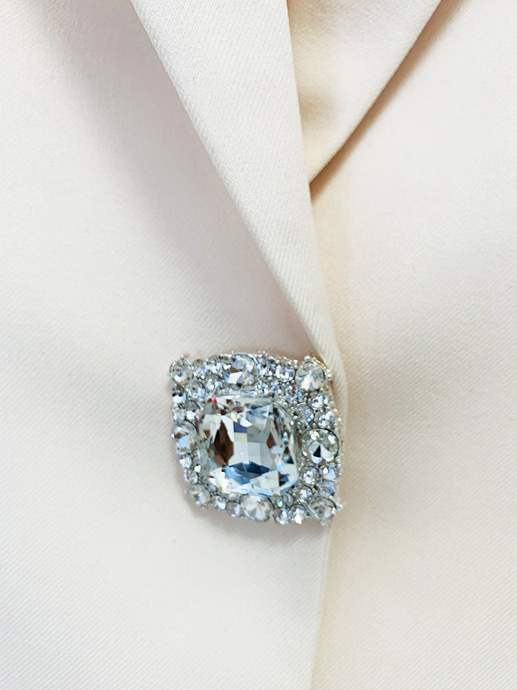 Diamond Buckle Heart-Shaped Buttons Pant Suit