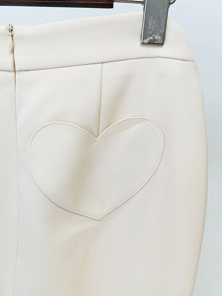 Diamond Buckle Heart-Shaped Buttons Pant Suit