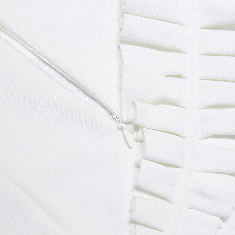 Three Dimensional Ruffled Bandage Midi Dress