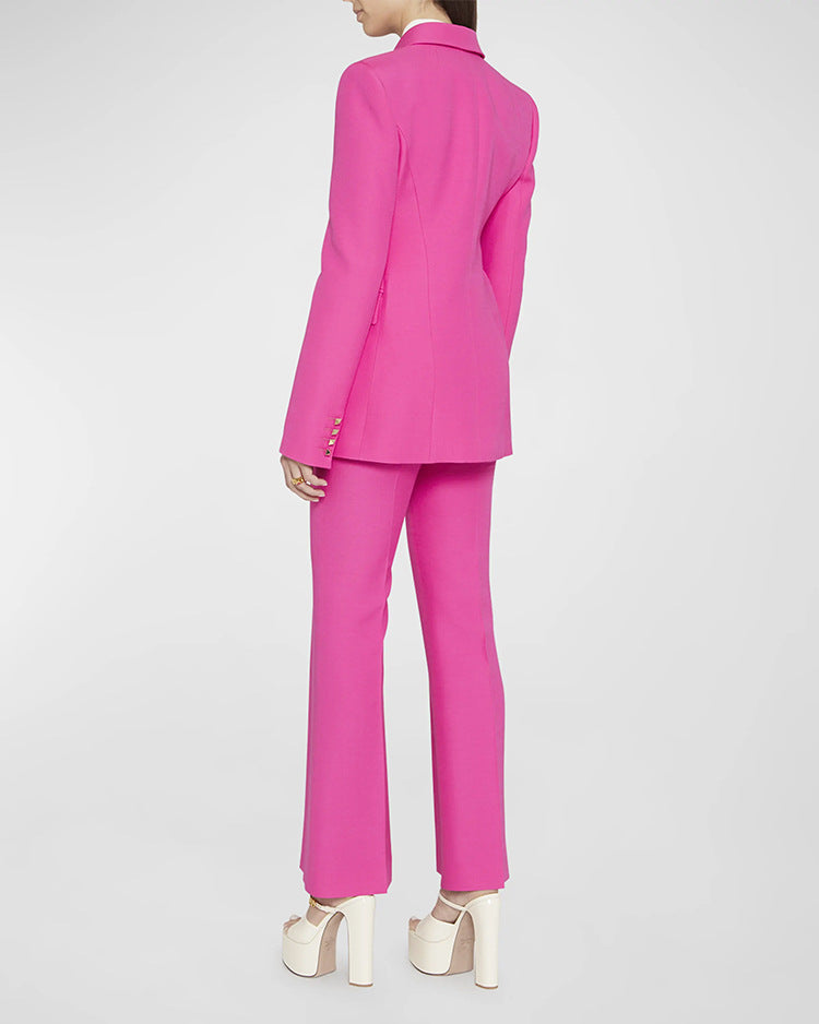 Star Button Blazer & Flared Pants 2-Piece Suit