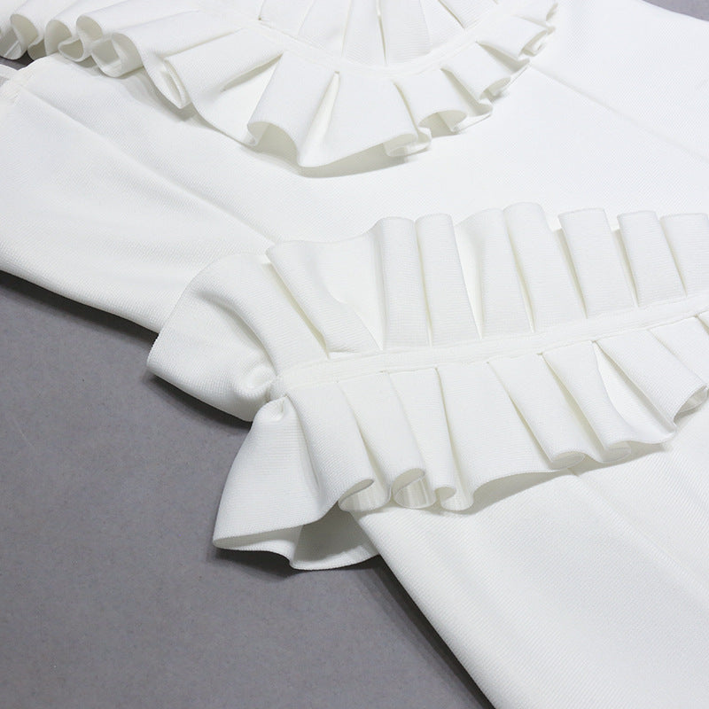 Three Dimensional Ruffled Bandage Midi Dress