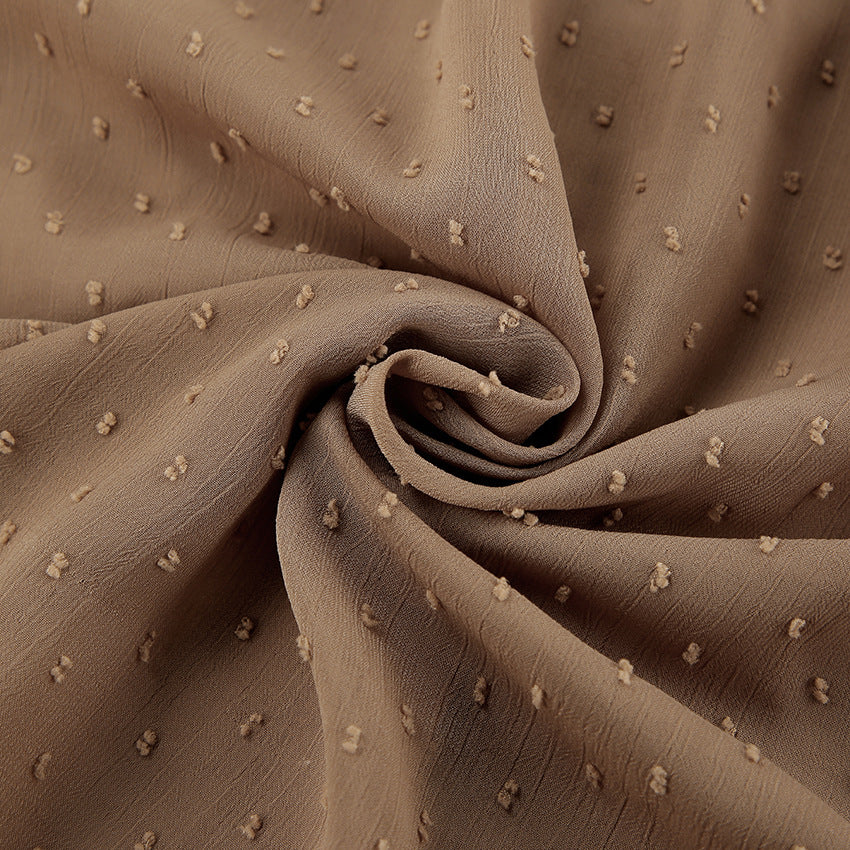 French Jacquard Chiffon Ruffled Sleeve Top