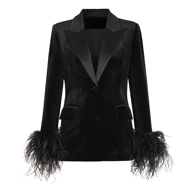 Bellevue Ostrich Feather Jacket Blazer
