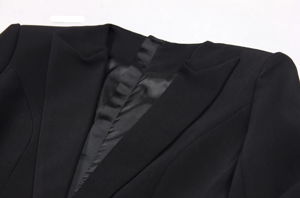 Business Blazer Dress With Ornate Gold Buttons