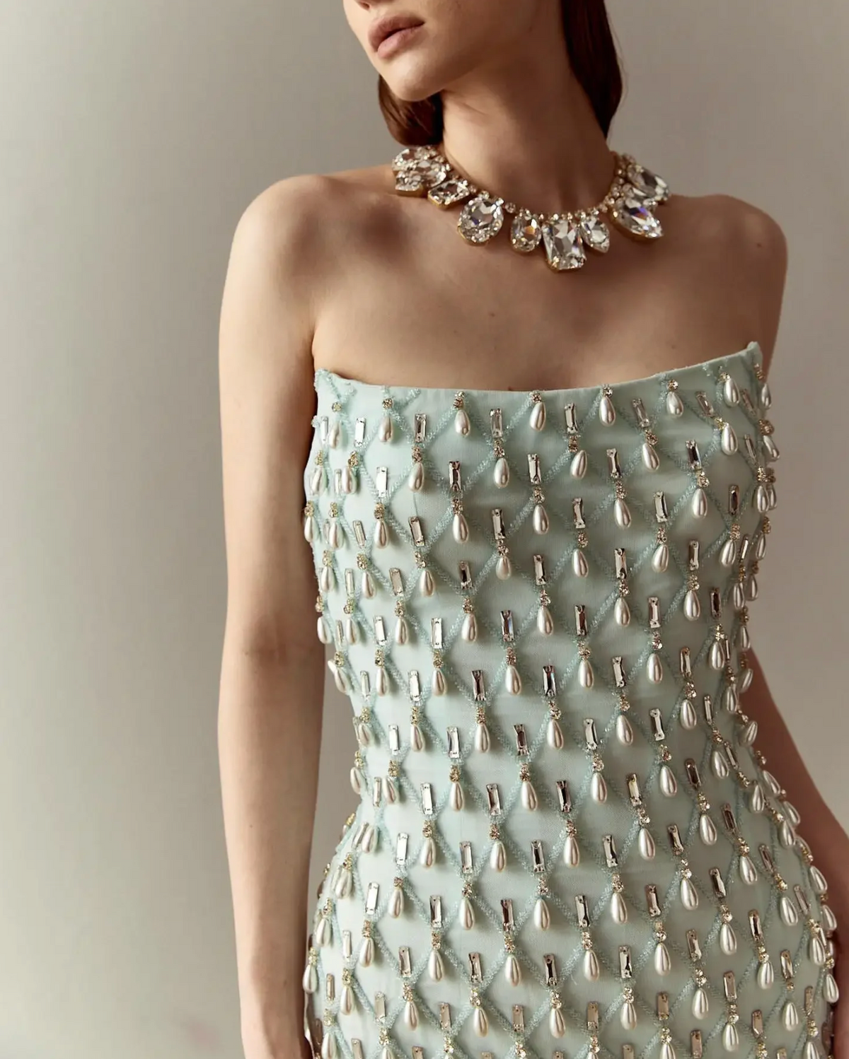 Woman wearing the Old Money Collection Traniva Gow