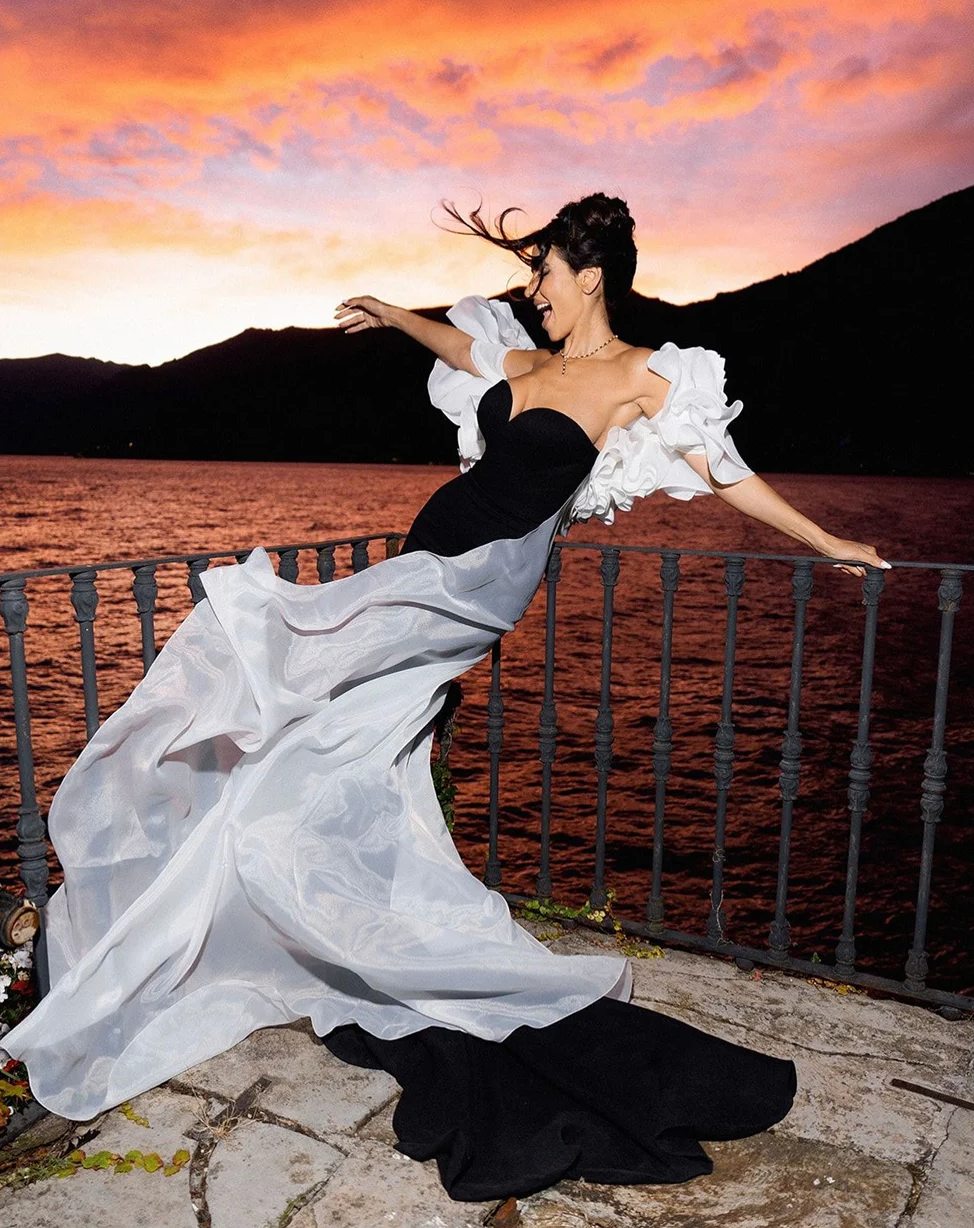 Woman wearing The Old Money Collection Couture Rockefeller Gown