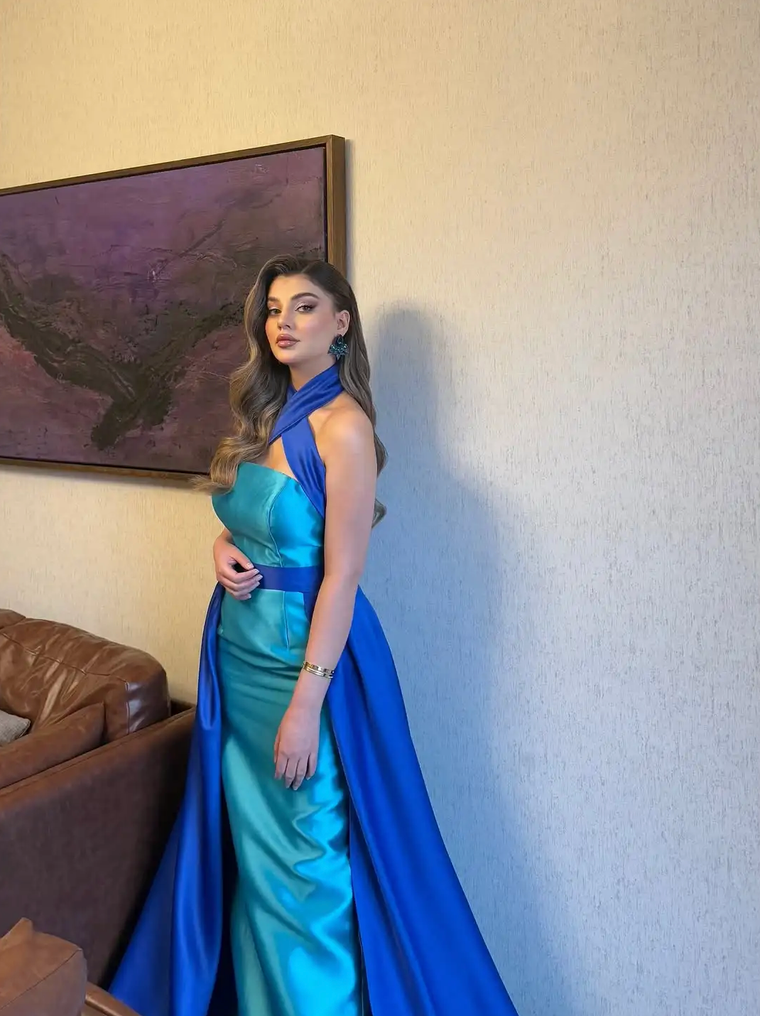 Woman wearing the Old Money Collection Couture Serene Gown