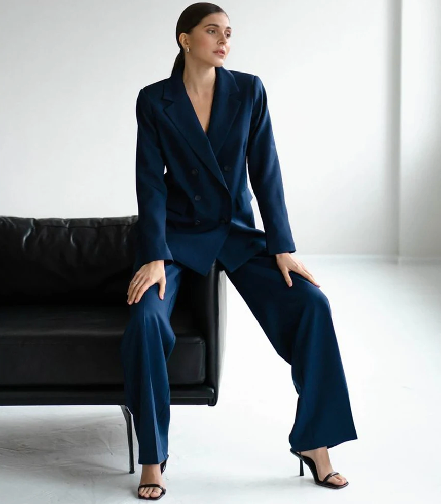 Woman wearing the Old Money Collection Couture Veevo Two Piece Suit