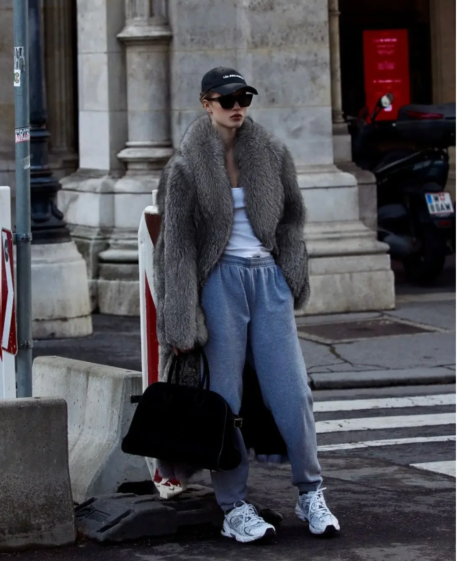 Woman wearing the Calle Ocho Fur Coat