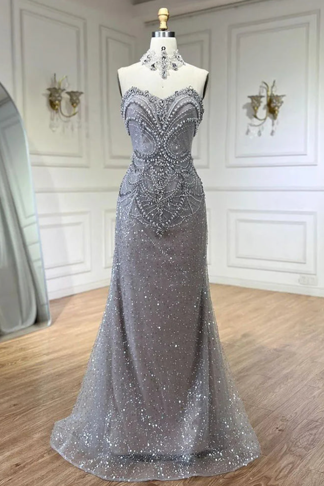The Serene Crystal Beaded Gown