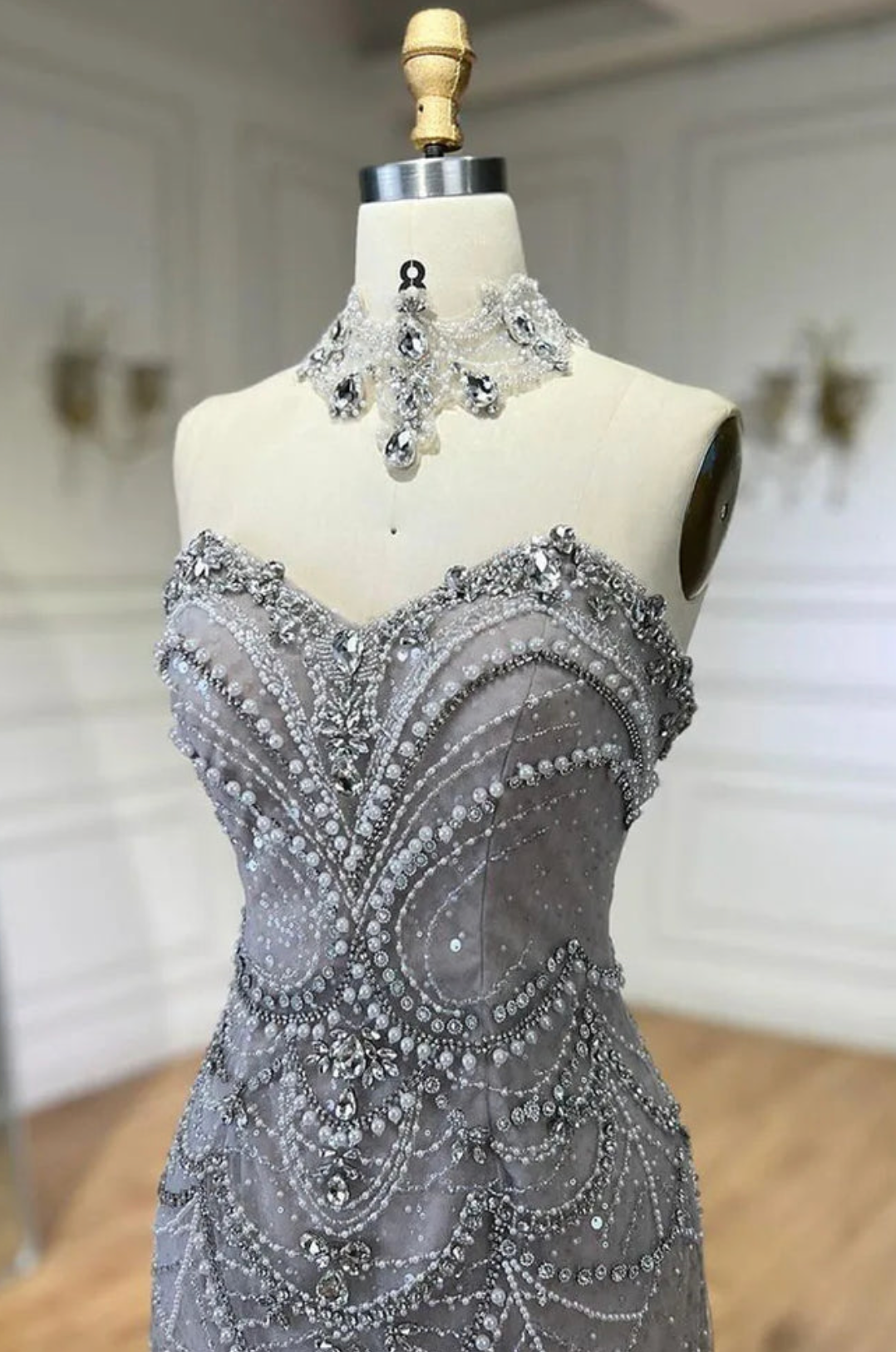 The Serene Crystal Beaded Gown