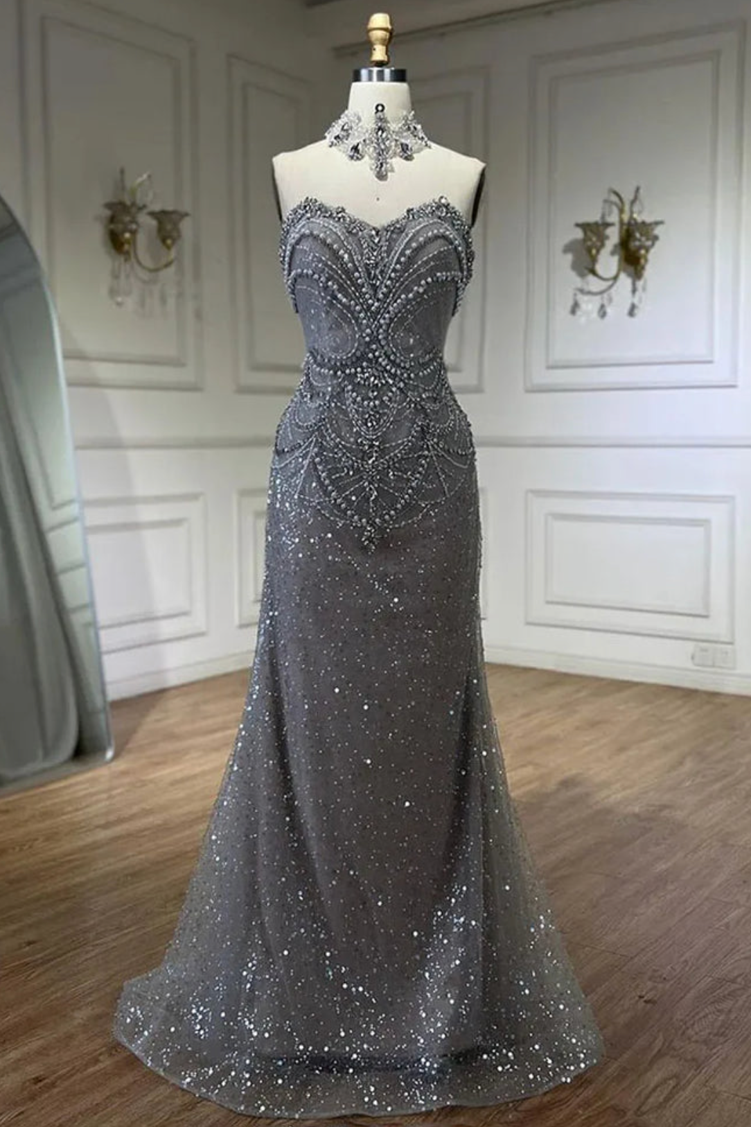 The Serene Crystal Beaded Gown
