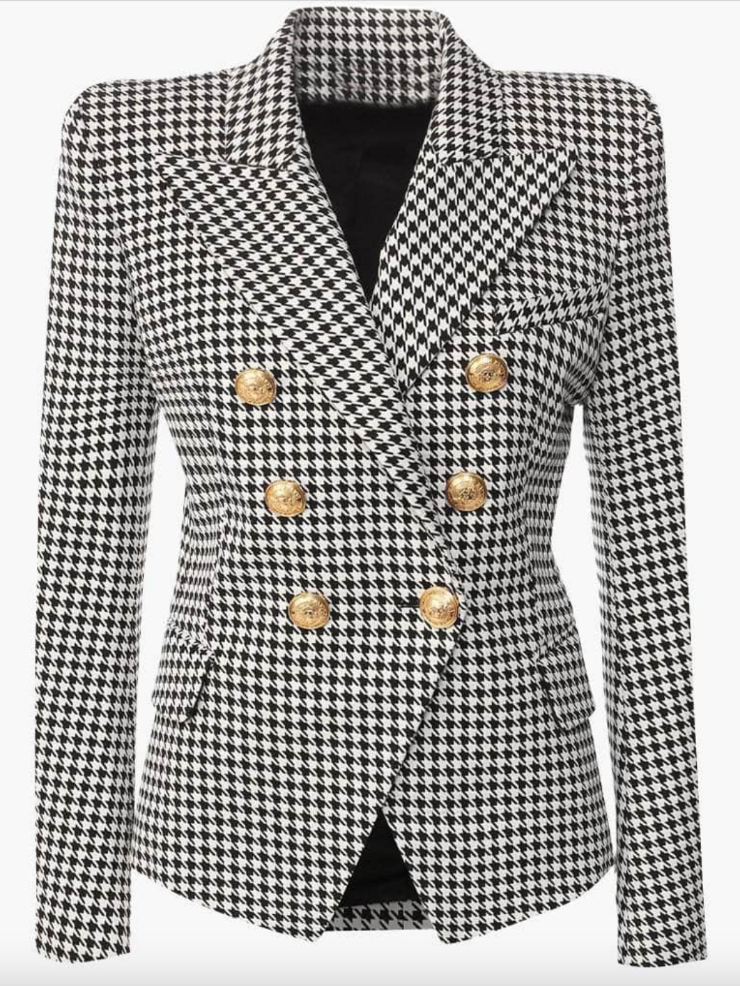 Striped Black/white Blazer with Gold Buttons and 3D pockets