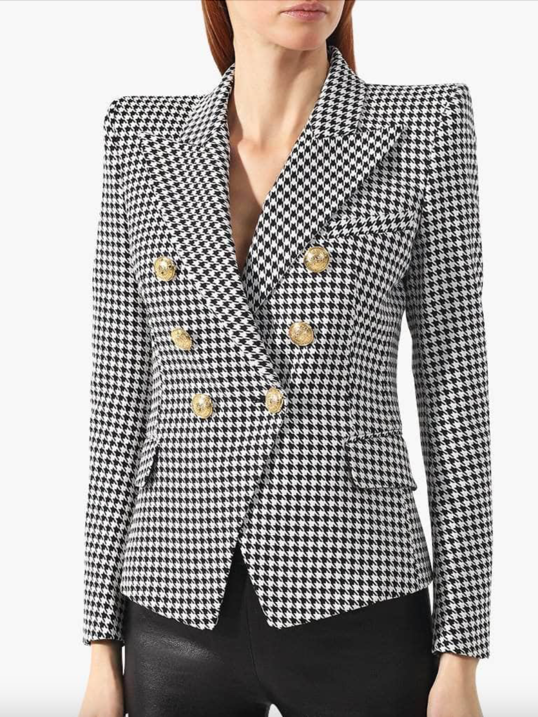 Striped Black/white Blazer with Gold Buttons and 3D pockets