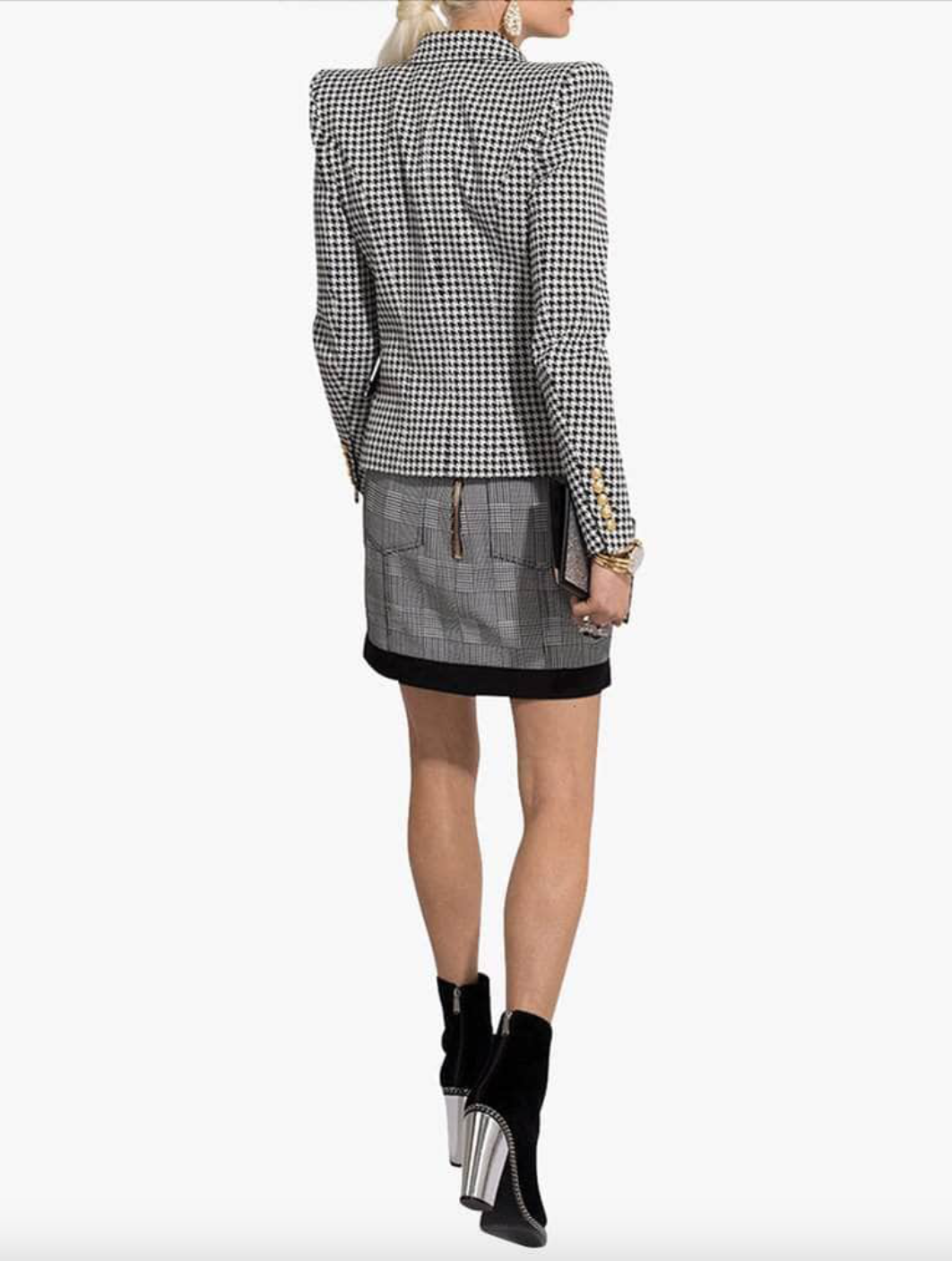 Striped Black/white Blazer with Gold Buttons and 3D pockets