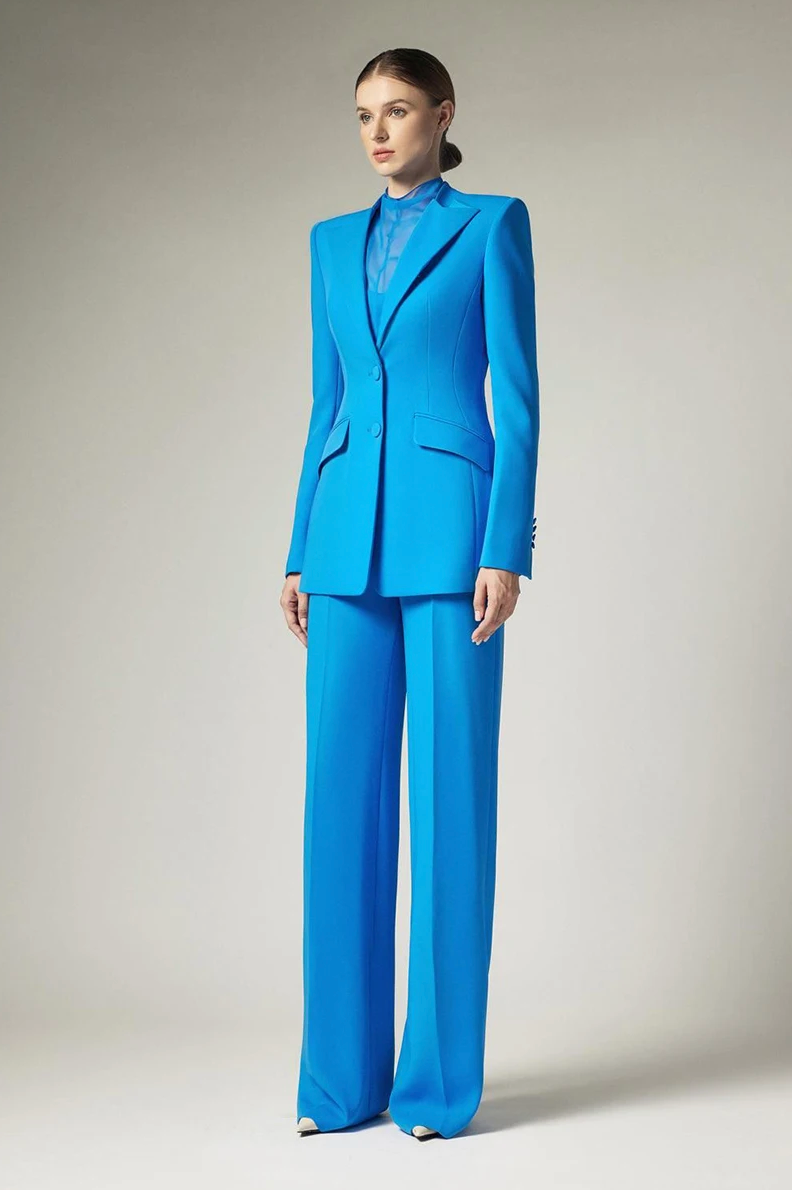 Woman wearing the Old Money Collection Couture Bowery Business Suit