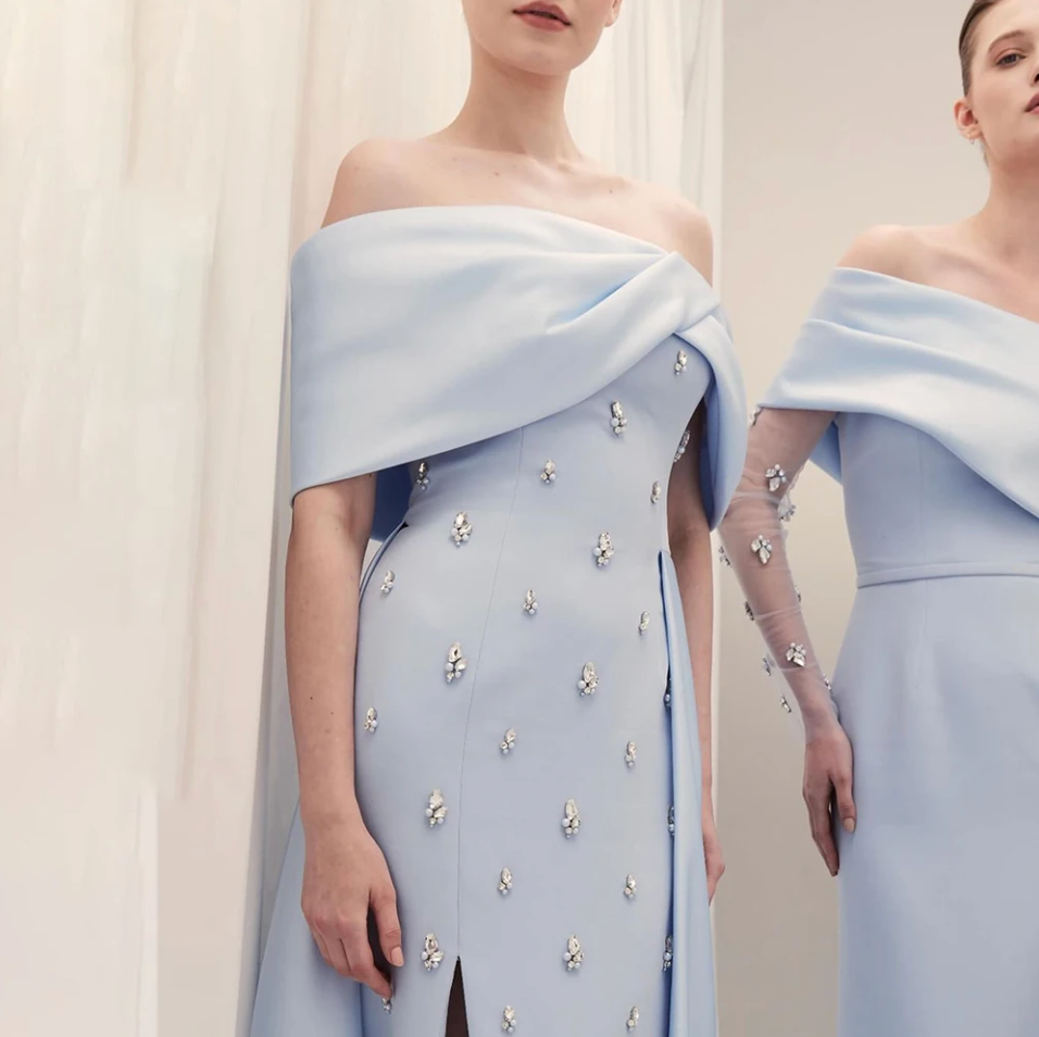 Woman Wearing The Old Money Collection Couture Mulholland Gown