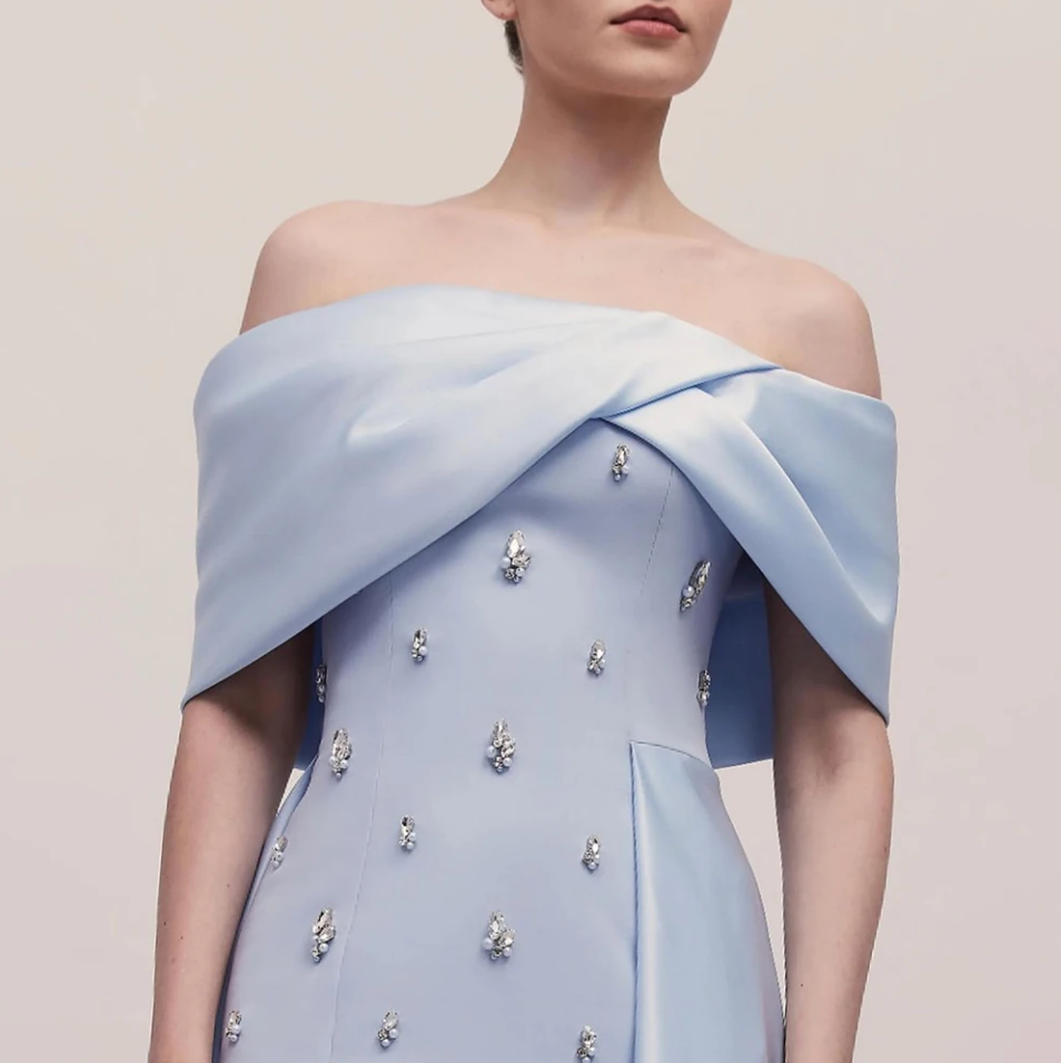 Woman Wearing The Old Money Collection Couture Mulholland Gown