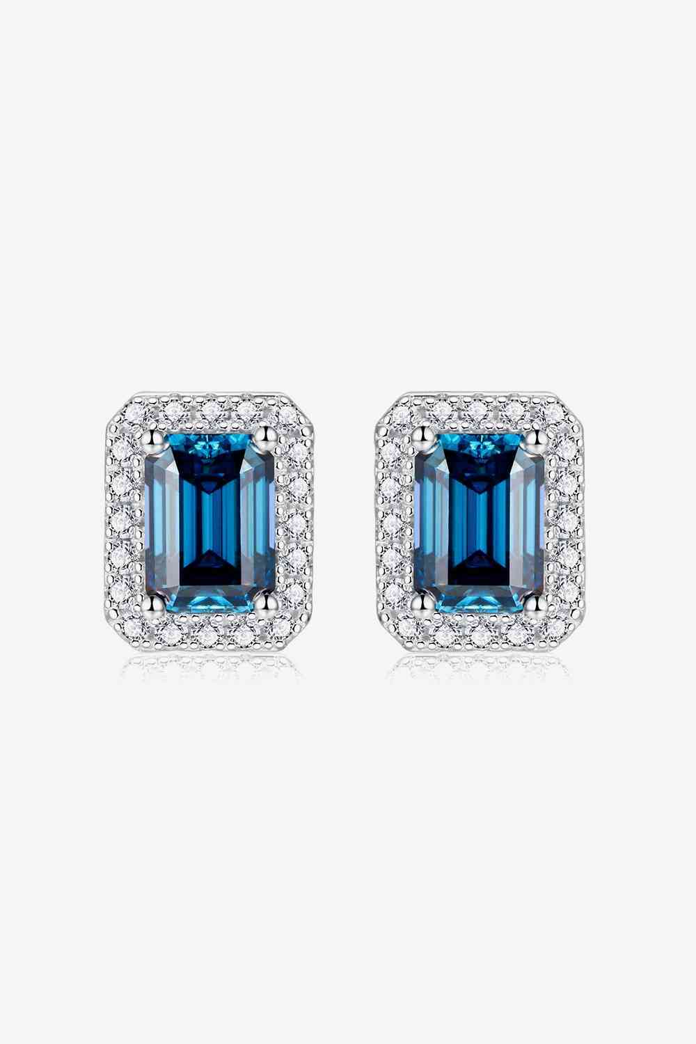 2 Carat Moissanite Stud Earrings in Indigo