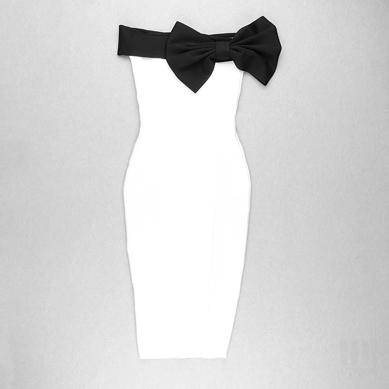 Off The Shoulder Bow Detail Body Con Dress
