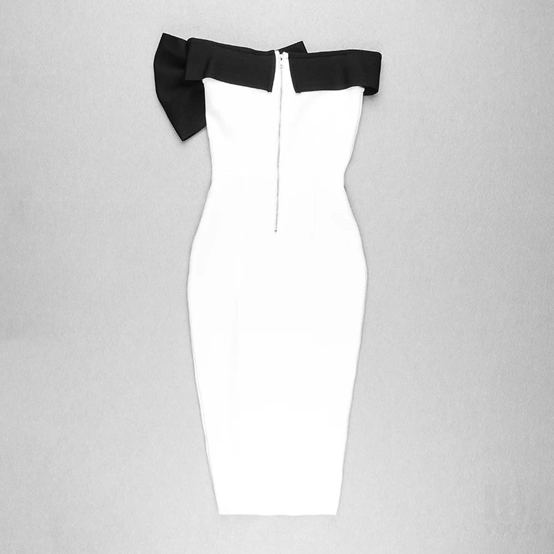 Off The Shoulder Bow Detail Body Con Dress