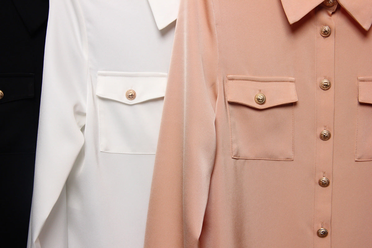 Long Sleeve Satin Blouse