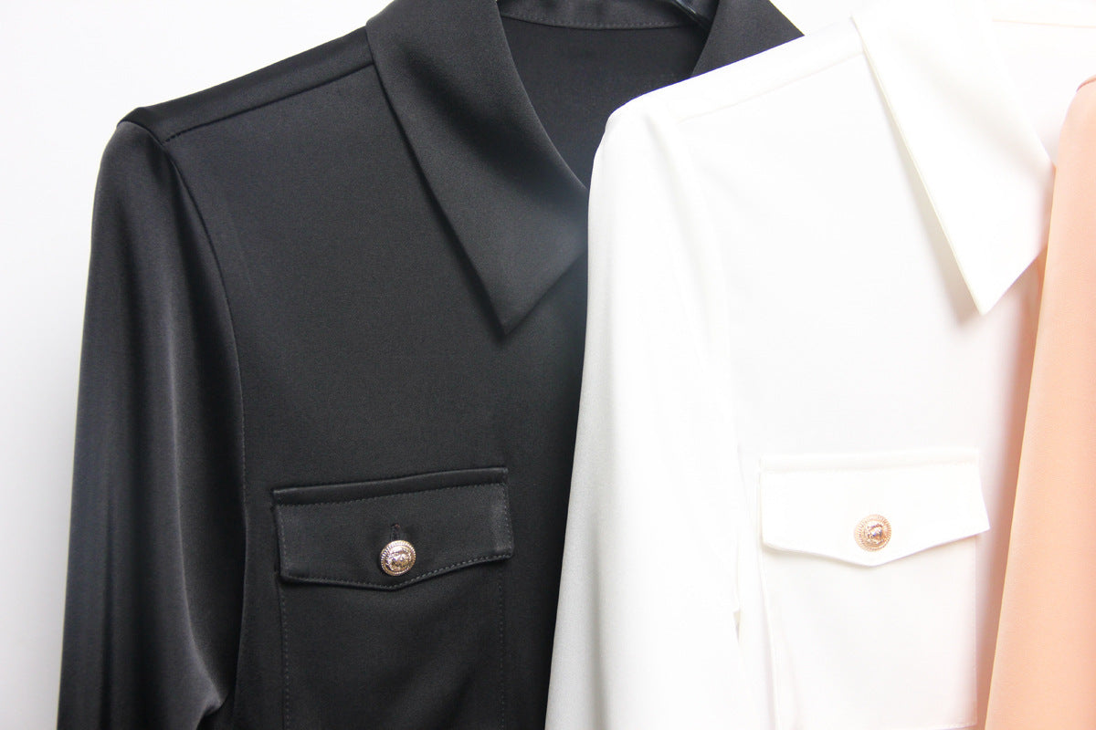 Long Sleeve Satin Blouse