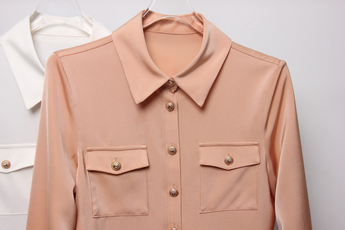 Long Sleeve Satin Blouse